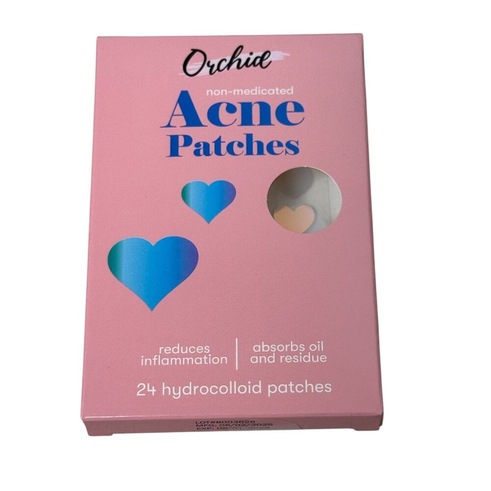 Orchid Heart Acne Patches Hydrocolloid 24 Count Cute Pimple Patches